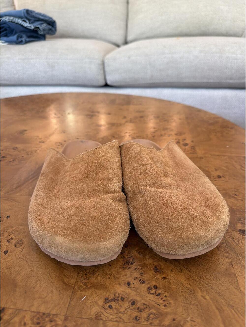 GAP Tan Suede Slip-On Slippers with Shearling Lining - Picture 2 of 3